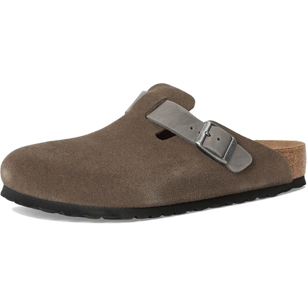 Birkenstock Boston Clogs Men's US 11-11.5 Concrete Leather Comfort Shoes TZP1083 - Picture 8 of 12